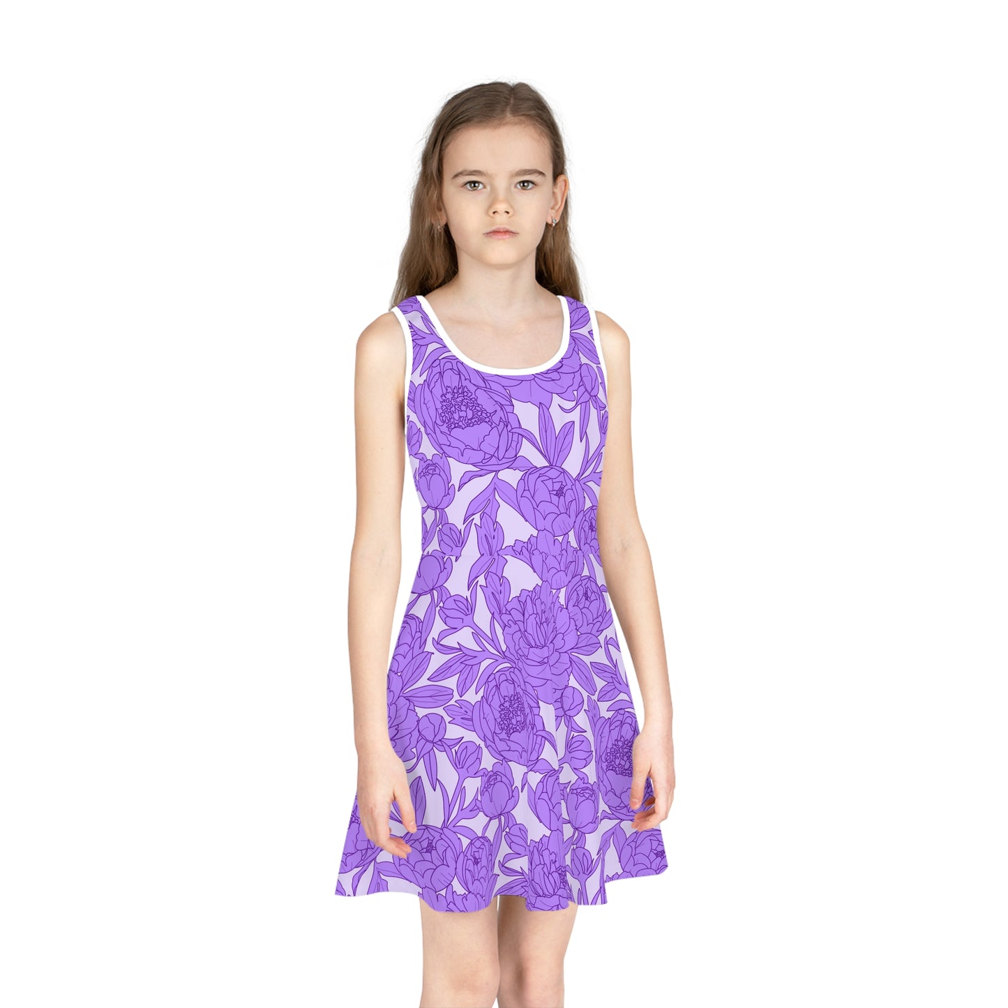Lavender Peony Symphony Girls' Sleeveless Sundress