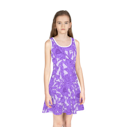 Lavender Peony Symphony Girls' Sleeveless Sundress