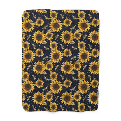 Sunflowers & Bees Sherpa Fleece Blanket
