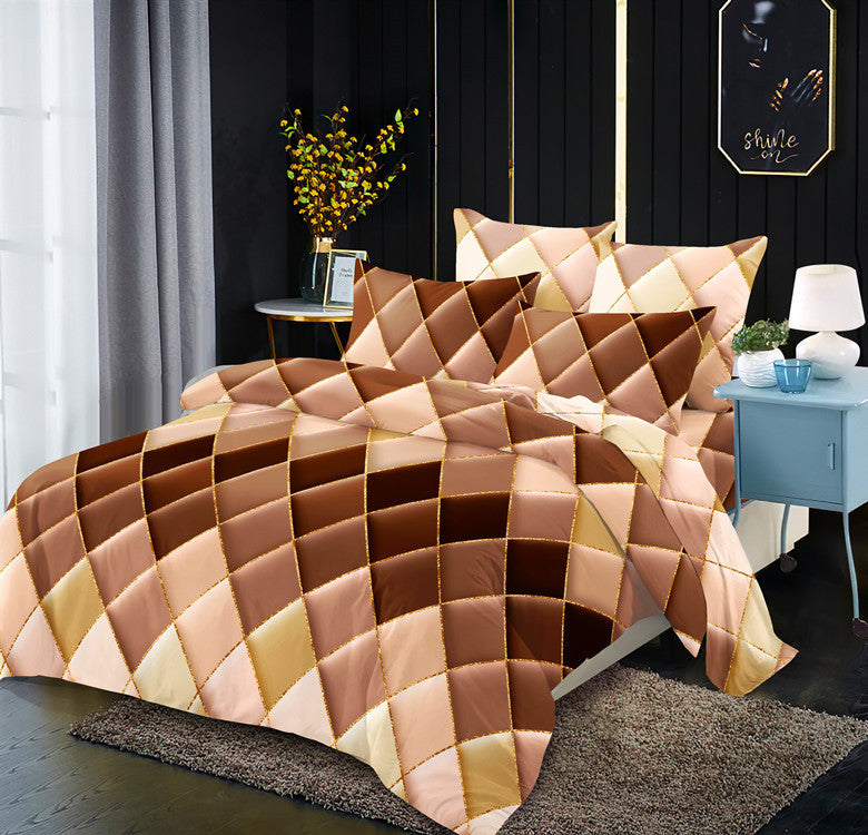 Geometric Elements Print Quilt Duvet Cover w/2 Pillow Cases