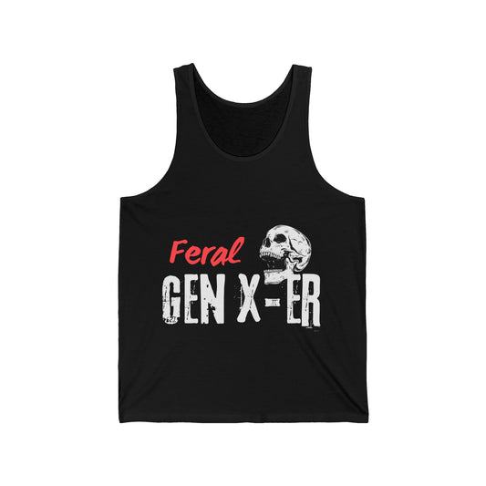 Feral GenXer w/Skull Unisex Jersey Tank