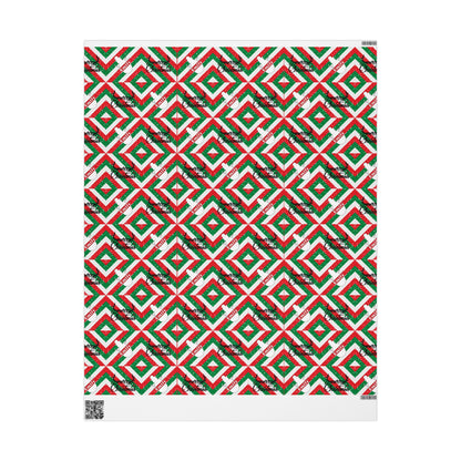 Red, White, & Green Snowman Custom Name Wrapping Paper (Emily)