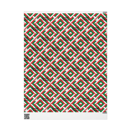 Red, White, & Green Snowman Custom Name Wrapping Paper (Emily)