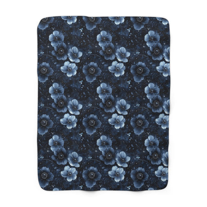 Midnight Blossoms Sherpa Fleece Blanket