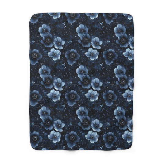 Midnight Blossoms Sherpa Fleece Blanket