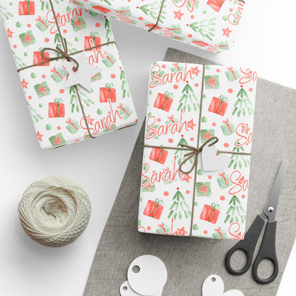 Rustic Christmas Trees, Gift Boxes Custom Wrapping Paper (Sarah)