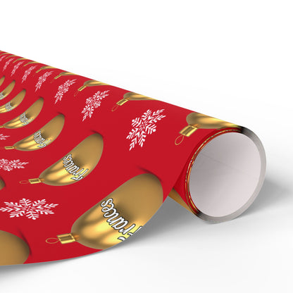 Gold Ornament Red Background Custom Wrapping Paper (Frances)