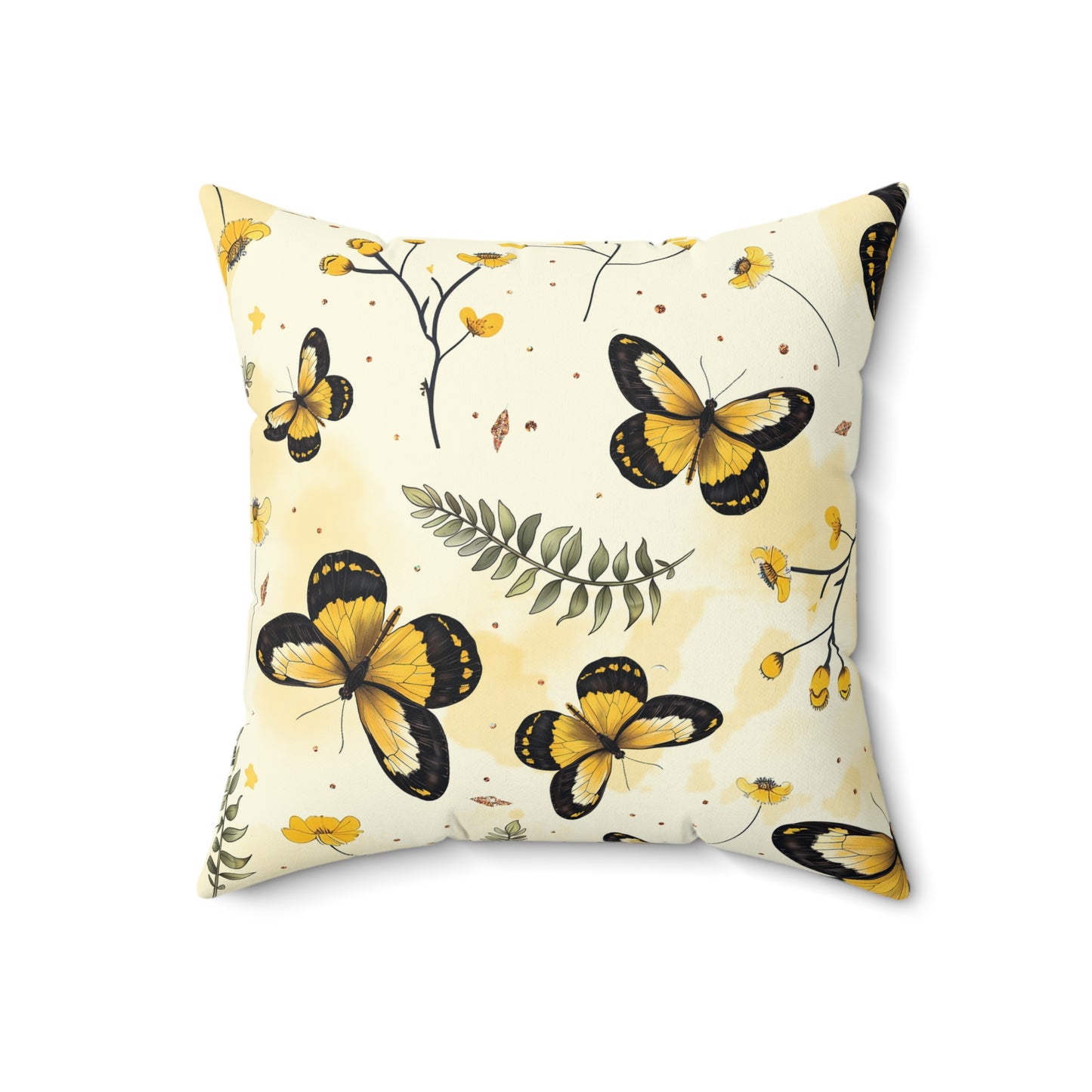 Sunlit Butterfly Bloom Throw Pillow