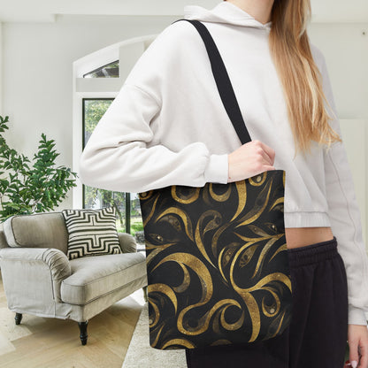 Golden Noir Swirl Canvas Tote Bag