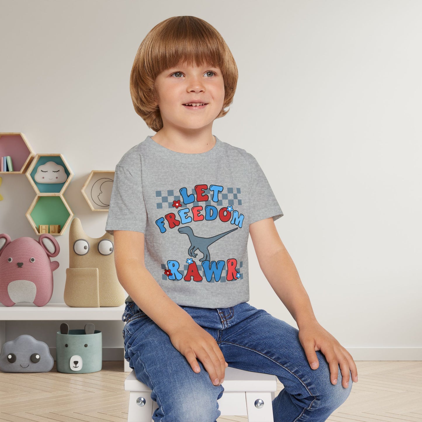 Let Freedom Rawr (Dinosaur) Heavy Cotton™ Toddler T-shirt