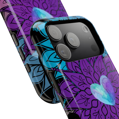 Colorful Mandala w/Heart MagSafe® Compatible Tough Case for iPhone