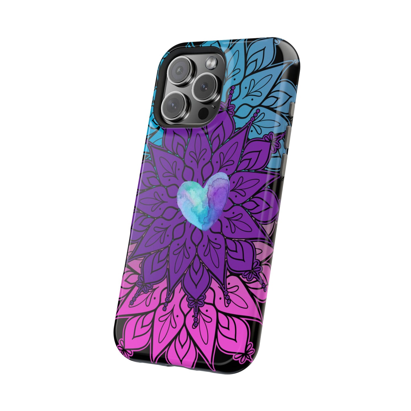 Colorful Mandala w/Heart MagSafe® Compatible Tough Case for iPhone