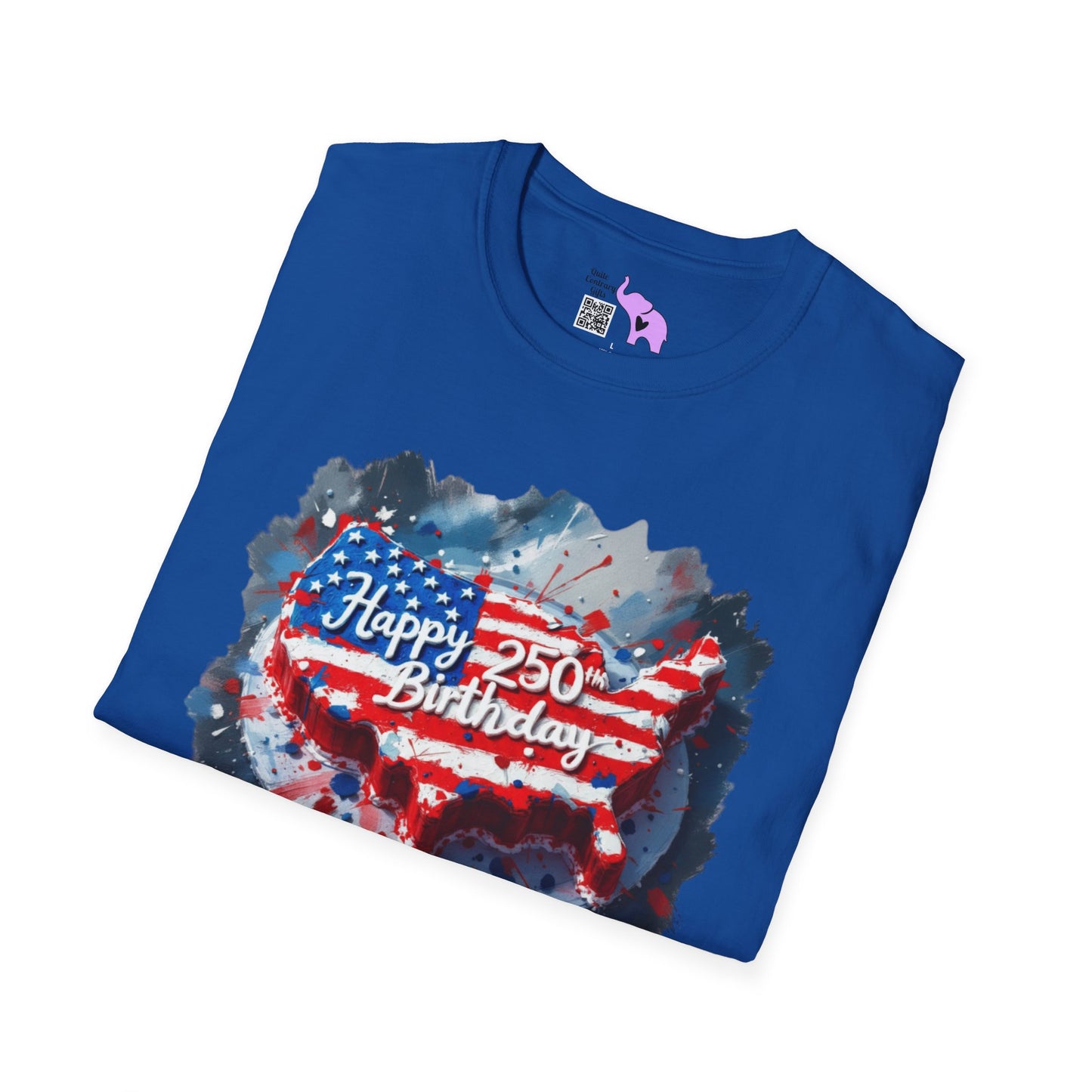 America-Shaped Happy 250th Birthday Cake Adult T-shirt