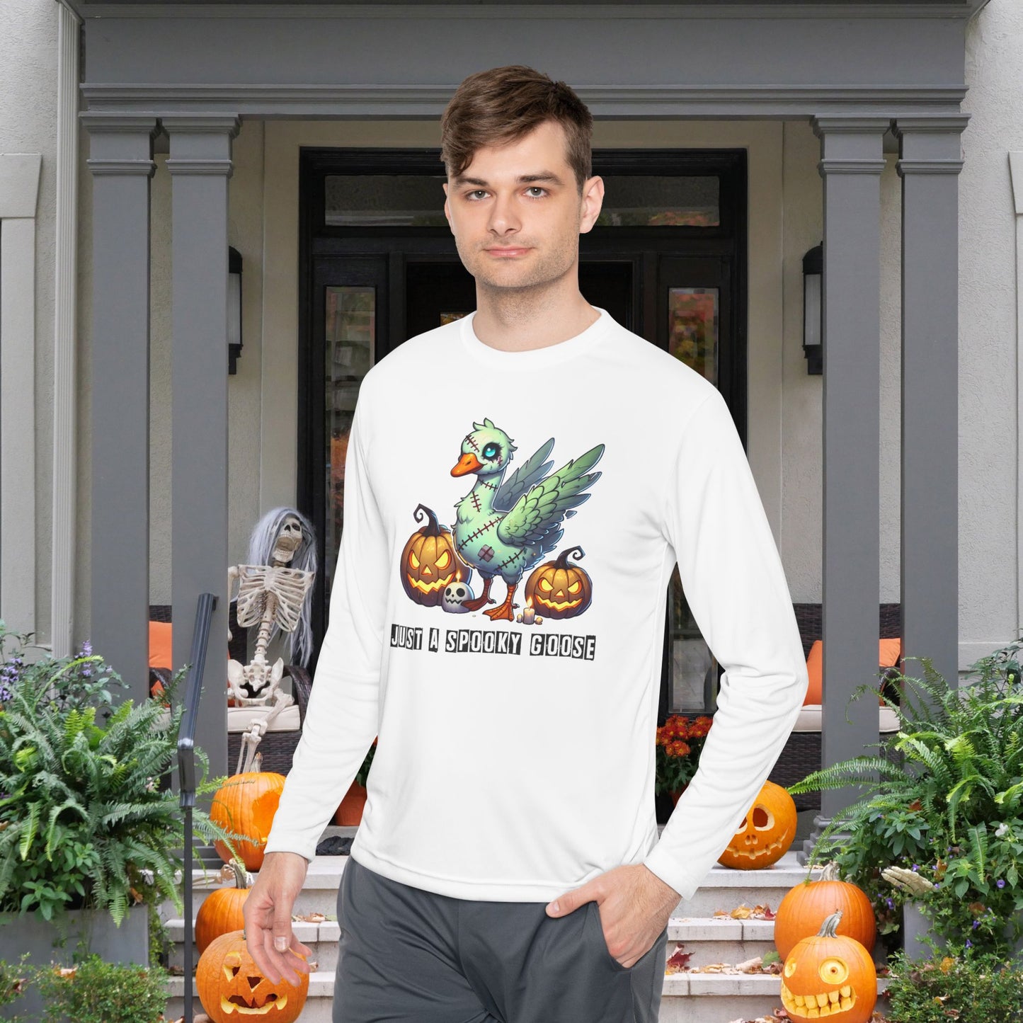 Just A Spooky Goose Adult Long Sleeve Tee