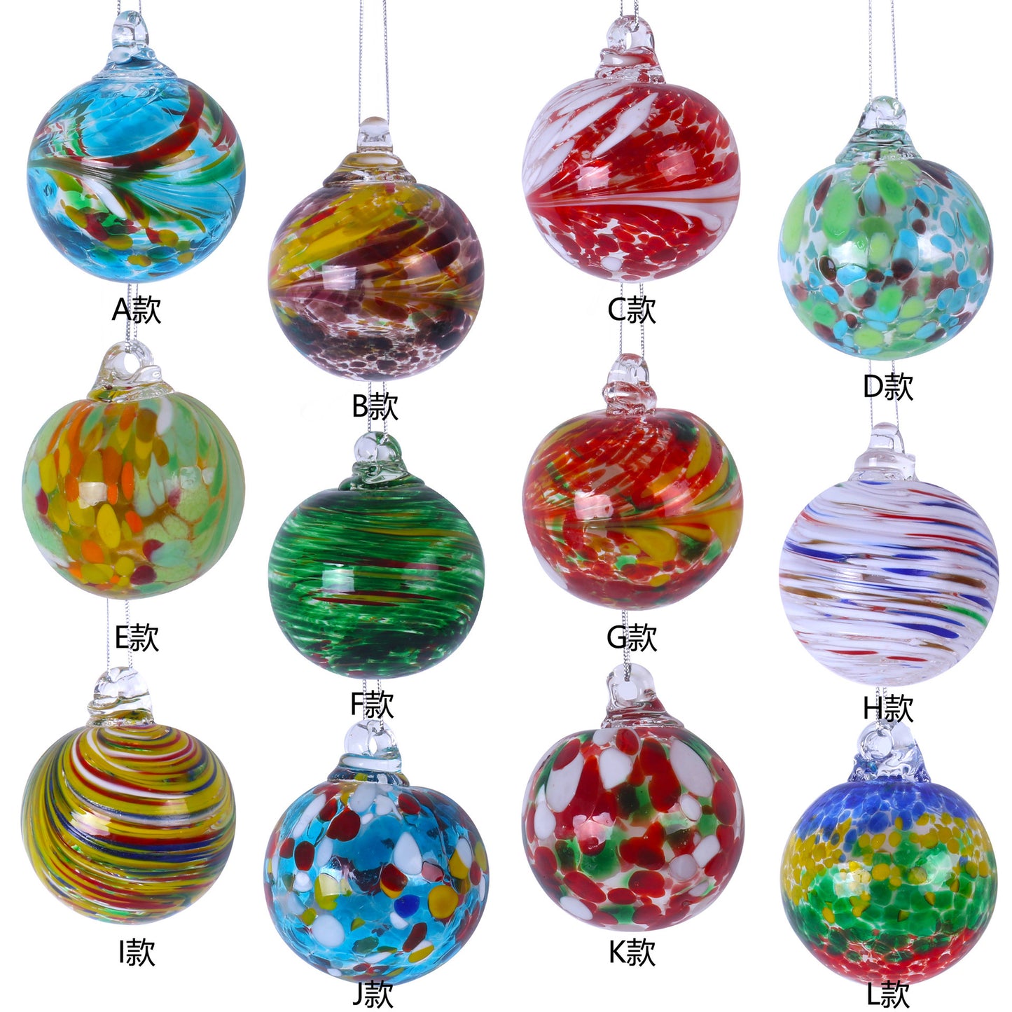 Hand-blown Colorful Transparent Glass Christmas Ornaments