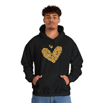 Sunflower Heart & Butterflies Heavy Blend™ Hooded Sweatshirt