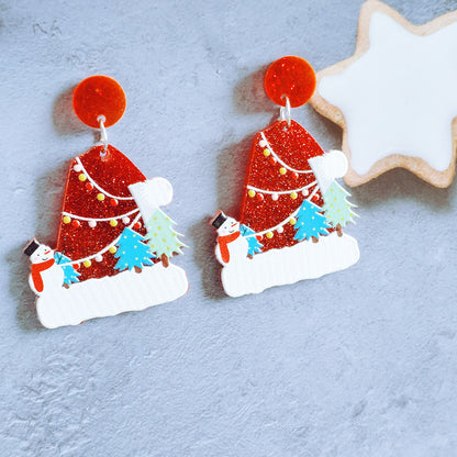 Adorable Acrylic Christmas Earrings With Rhinestones Variety