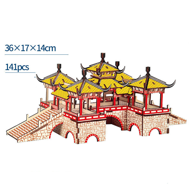 Wood Building Model Puzzles Toy 3D0 Puzzle Board