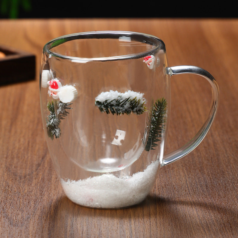 Christmas Double-Layer Glass Mugs