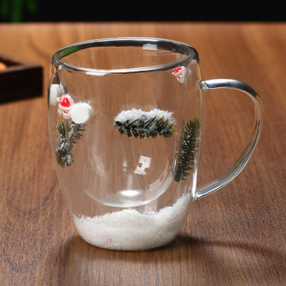 Christmas Double-Layer Glass Mugs