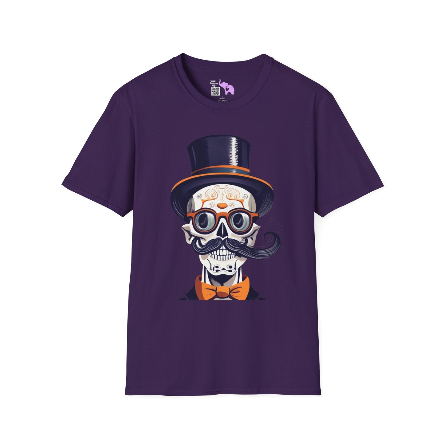 Top Hat & Mustache Skull Adult T-shirt