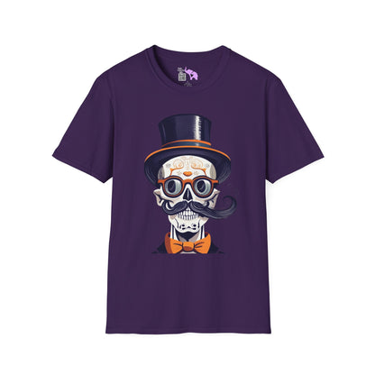 Top Hat & Mustache Skull Adult T-shirt
