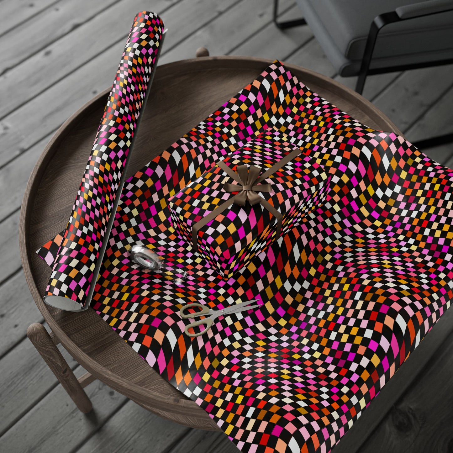 Warped Red Checkered Wrapping Paper