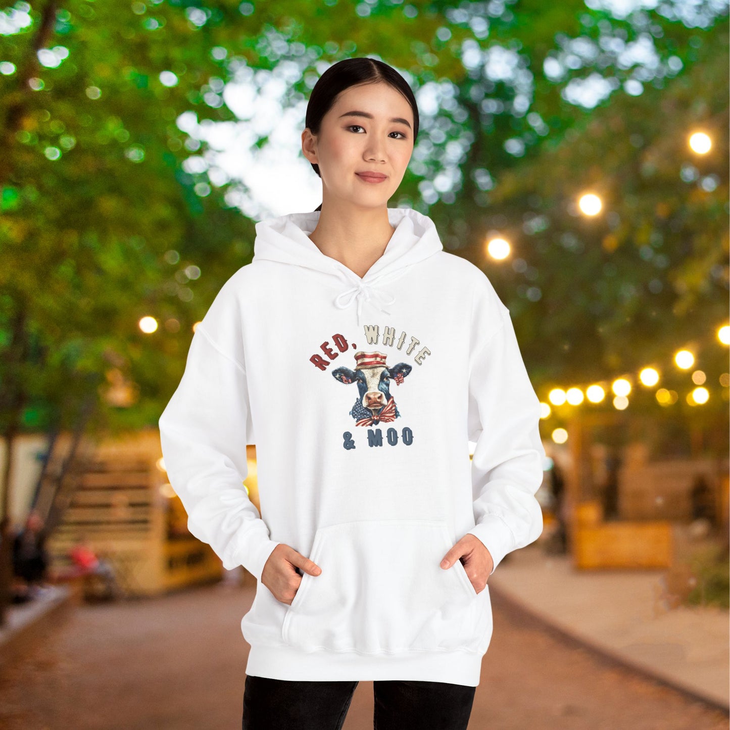 Red, White, & Moo Off Heavy Blend™ Hooded Sweatshirt