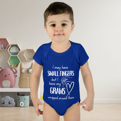 I May Have Small Fingers But I Have My GRAMS Wrapped around them Infant Baby Rib Bodysuit