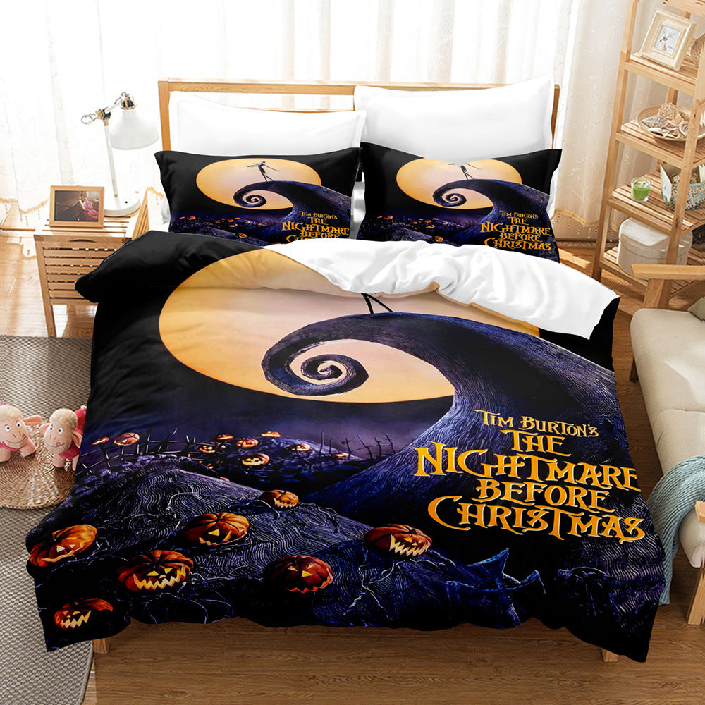 Halloween Duvet Cover Bedding Set – Spooky Printed Quilt Cover with Sheet & Pillowcases