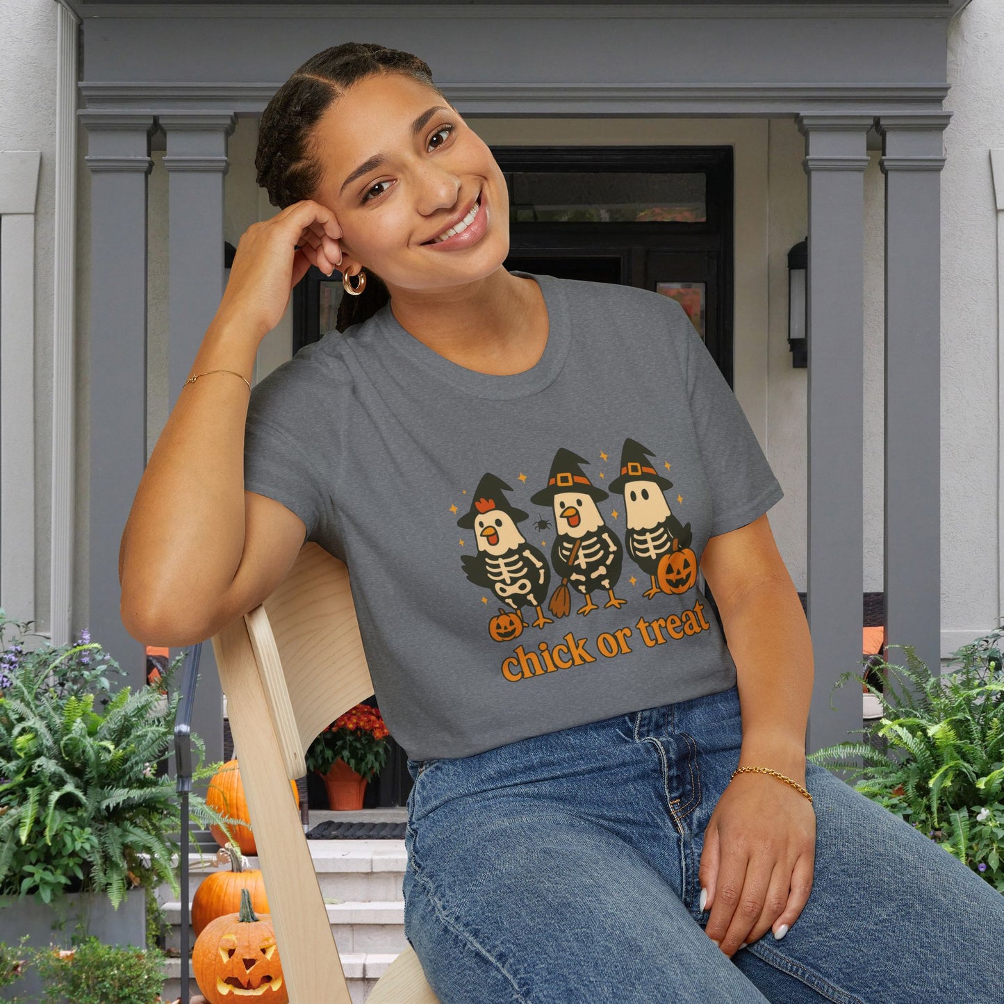 Chick or Treat (Skeleton Chicks) Adult T-shirt