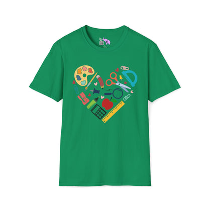 School Supplies Heart Adult T-shirt