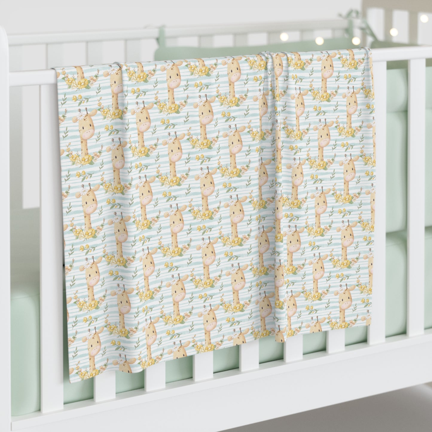 Giraffes in Bloom Baby Swaddle Blanket