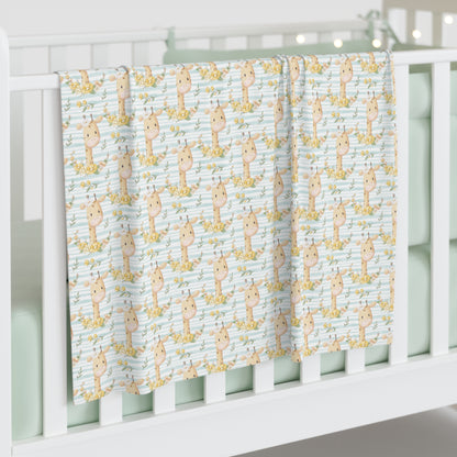 Giraffes in Bloom Baby Swaddle Blanket