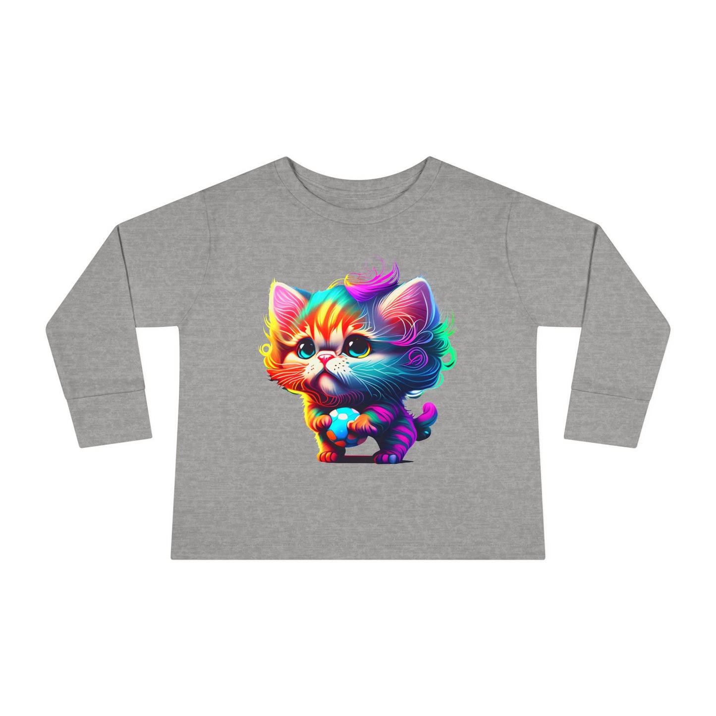 Cute Colorful Kitten Toddler Long Sleeve Tee