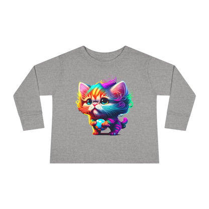 Cute Colorful Kitten Toddler Long Sleeve Tee