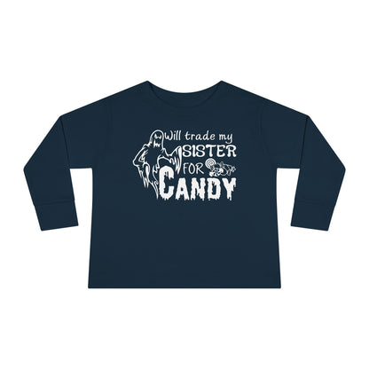 Will Trade My Sister For Candy (Ghost) Toddler Long Sleeve Tee