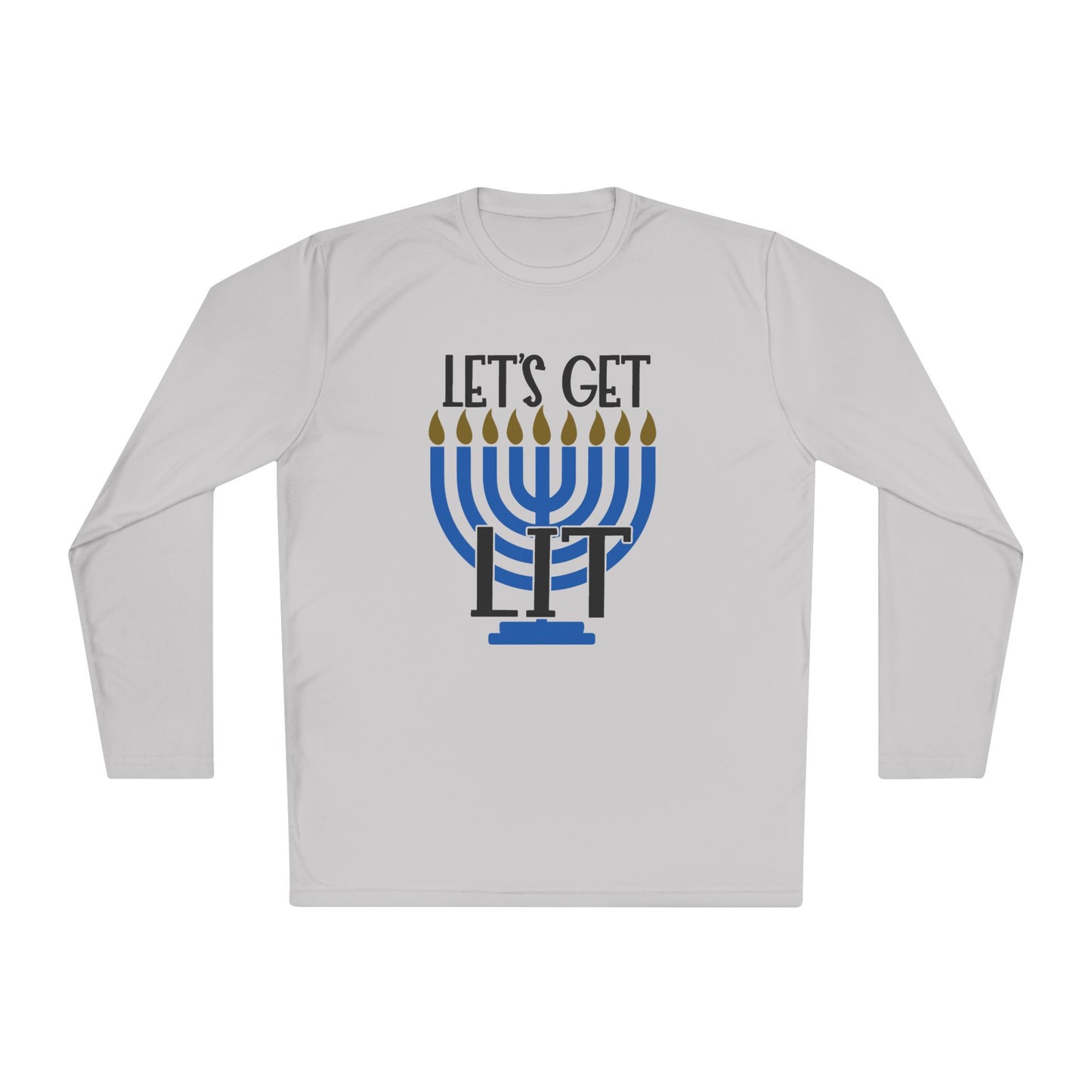Lets Get Lit Menorah Adult Long Sleeve Tee