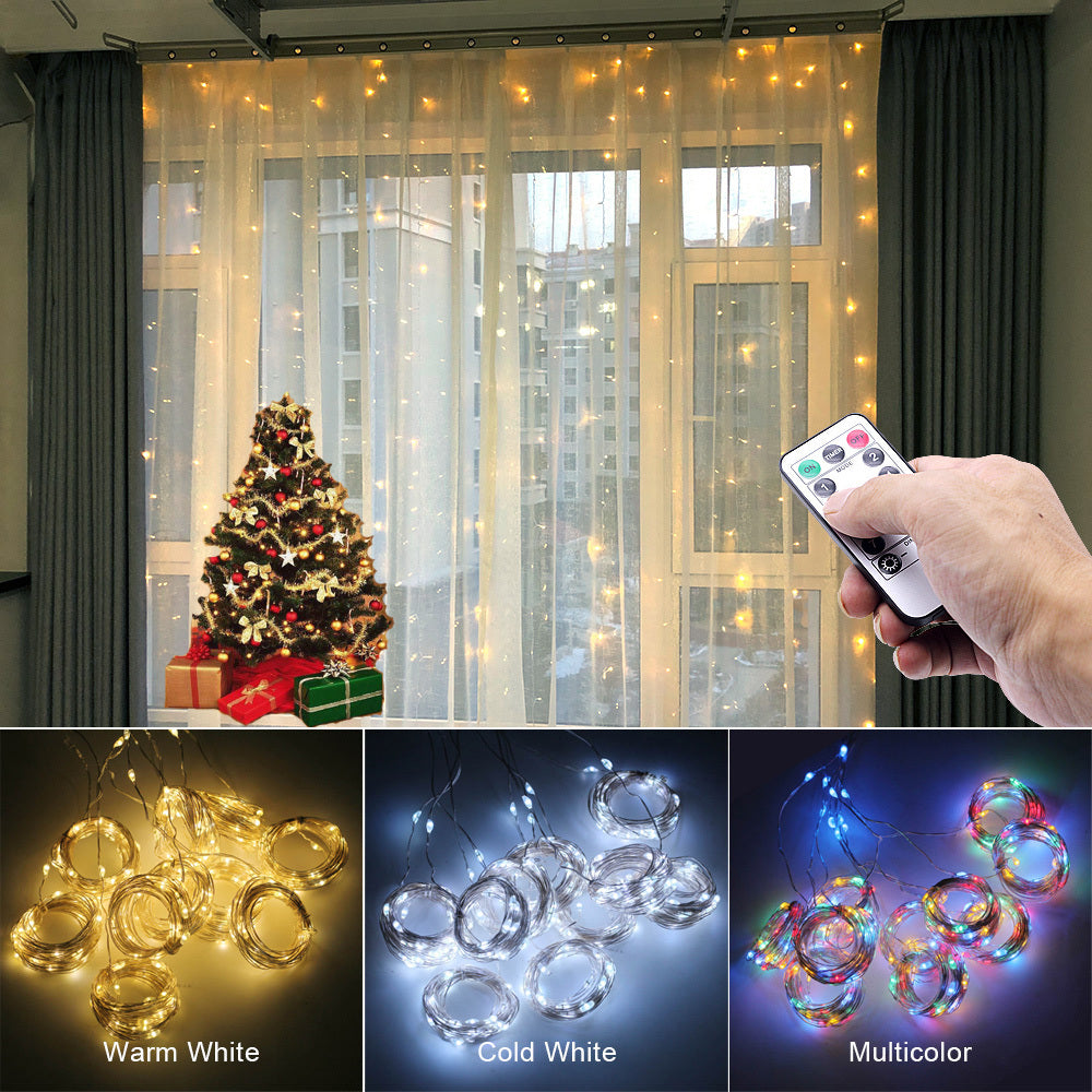 LED Multi-Color Curtain Lights w/Remote Control