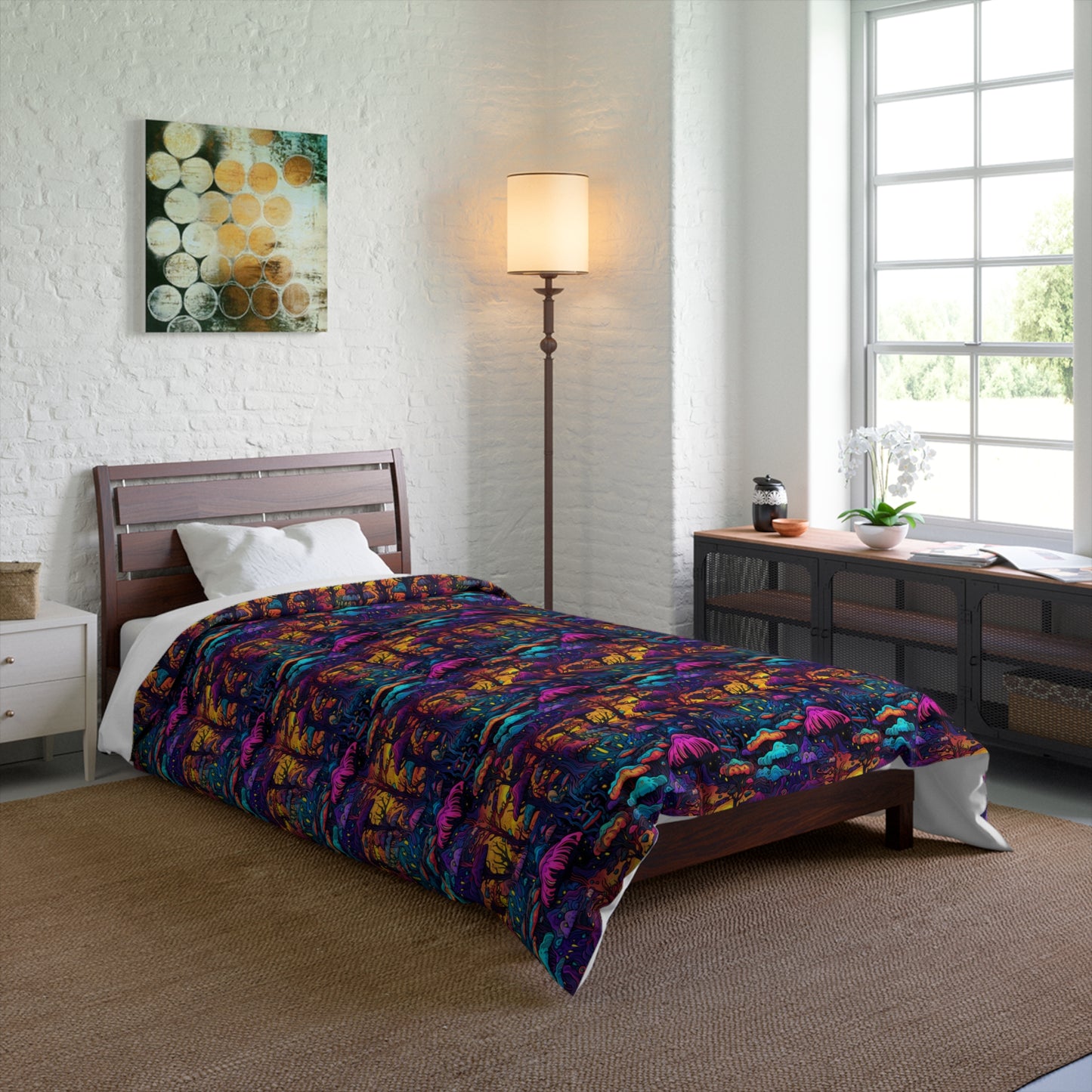 Psychedelic Spore Forest Comforter