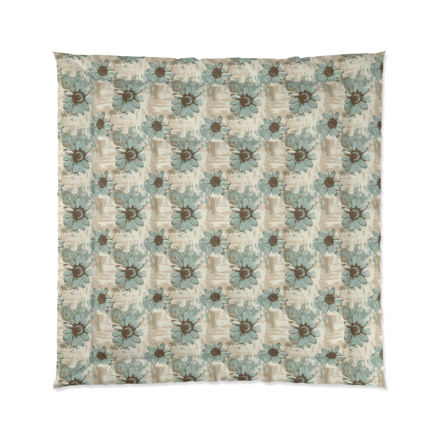 Rustic Teal Daisy Comforter