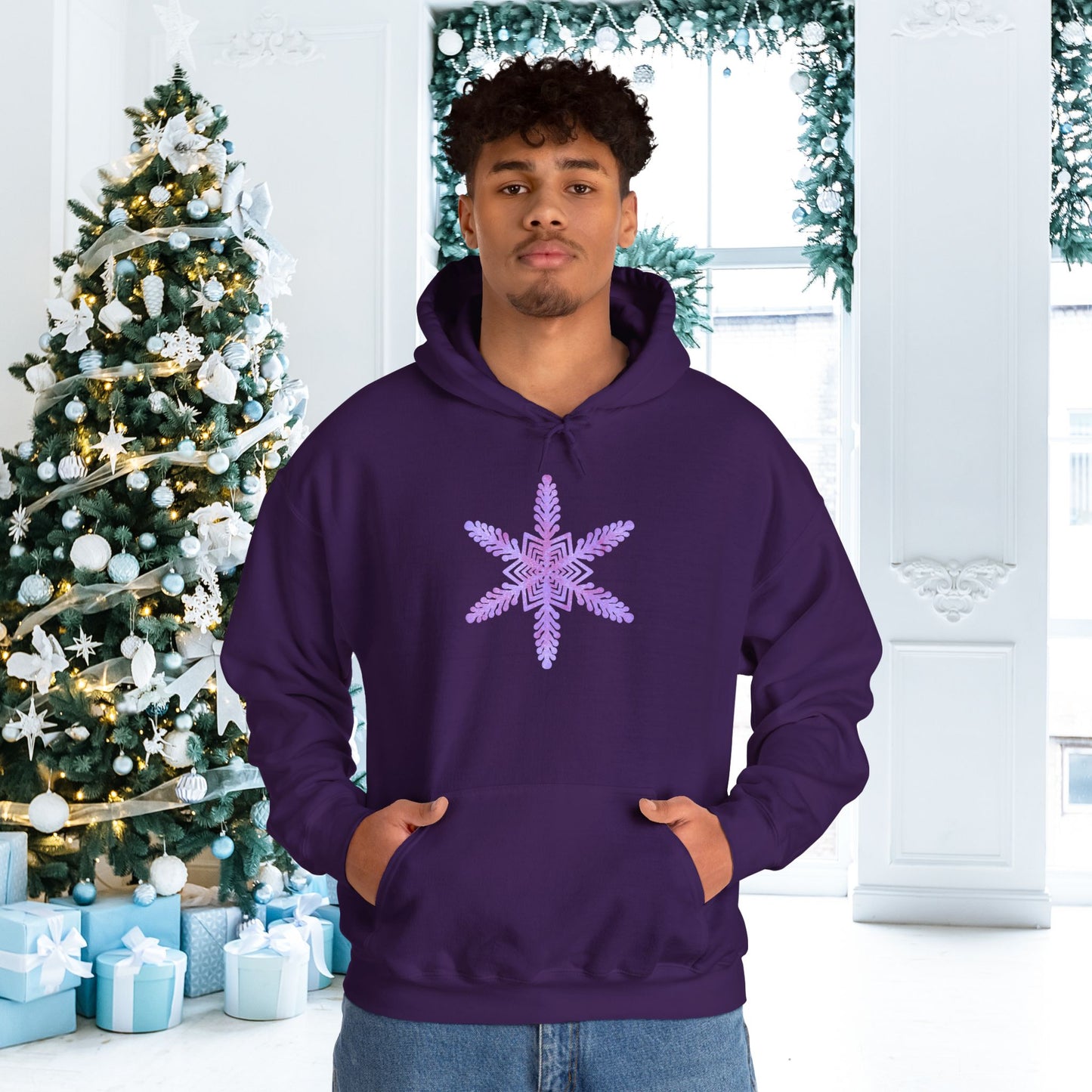 Large Snowflake 2 Adult Heavy Blend™ Hooded Sweatshirt