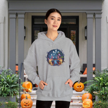 Spooky Stitch Ghosts and Witch Heavy Blend™ Hooded Sweatshirt