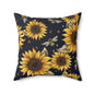 Sunflowers & Bees Throw Pillow