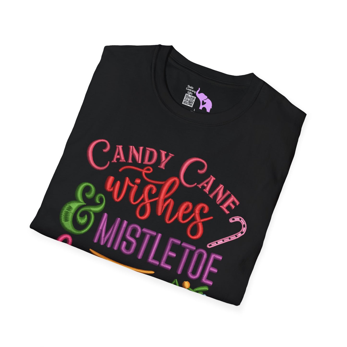 Candy Cane Wishes & Mistletoe Kisses Adult T-shirt