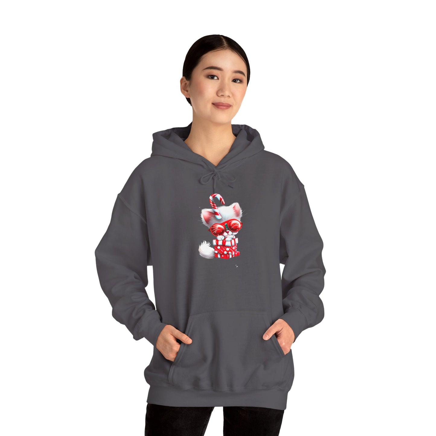 Candy Cane Kitten Heavy Blend™ Hooded Sweatshirt