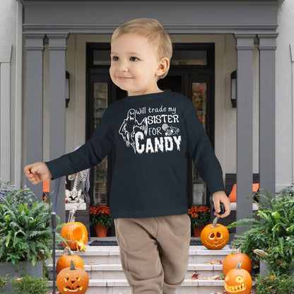 Will Trade My Sister For Candy (Ghost) Toddler Long Sleeve Tee