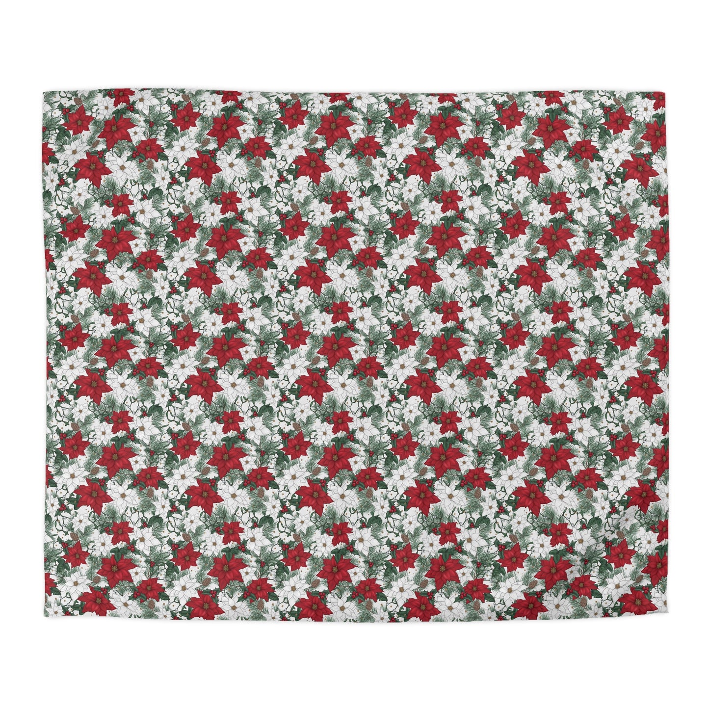 Winter Poinsettia Garden Microfiber Duvet Cover