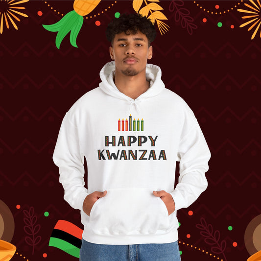 Happy Kwanzaa (Kinara) Adult Heavy Blend™ Hooded Sweatshirt