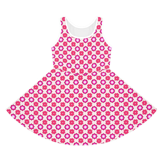 Rosy Star Garden Girls' Sleeveless Sundress